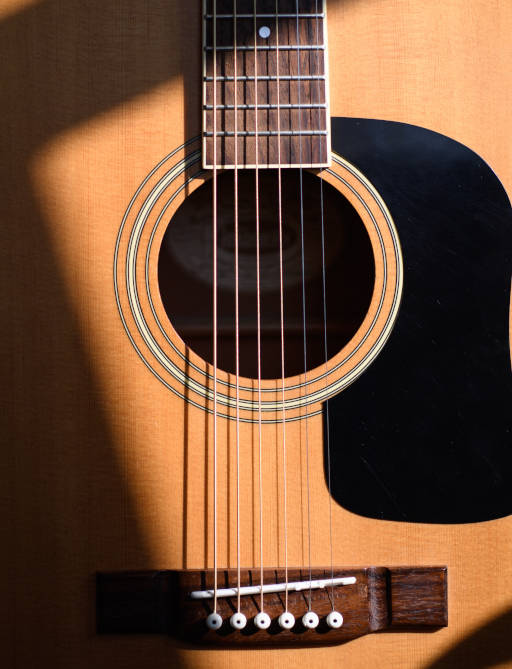 Closeup up an acoustic.